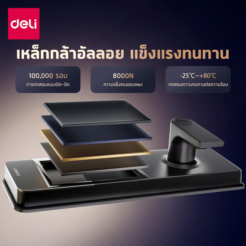 กลอนดิจิตอล DELI ES620-BK-01 ระบบสัมผัส รองรับAI สีดำ_5